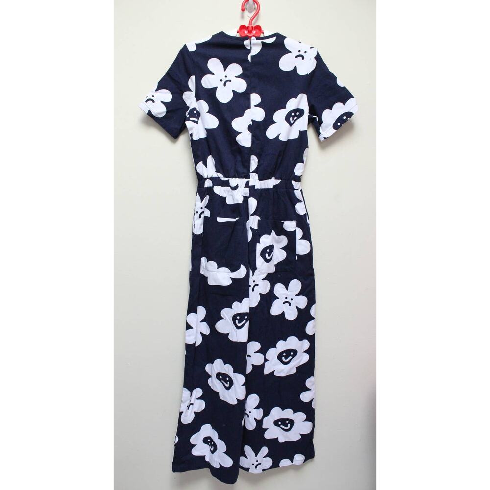 NWT Lazy Oaf Pushing Daisies Floral Smiley Sad Face Wide Leg Jumpsuit Size UK 6 - Picture 5 of 7